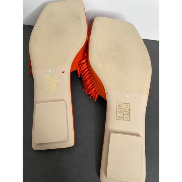 Free People JEFFREY CAMPBELL Orange Beaded Salsa Slip On Sandals Sz 6 NEW Flat - Picture 5 of 5